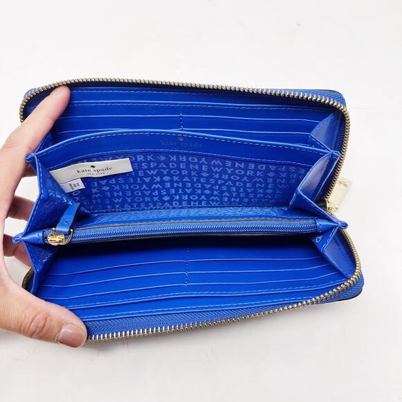 Kate Spade Orbital Blue Elsie Street Snake Embossed Leather Neda Zip Wallet - Picture 8 of 15